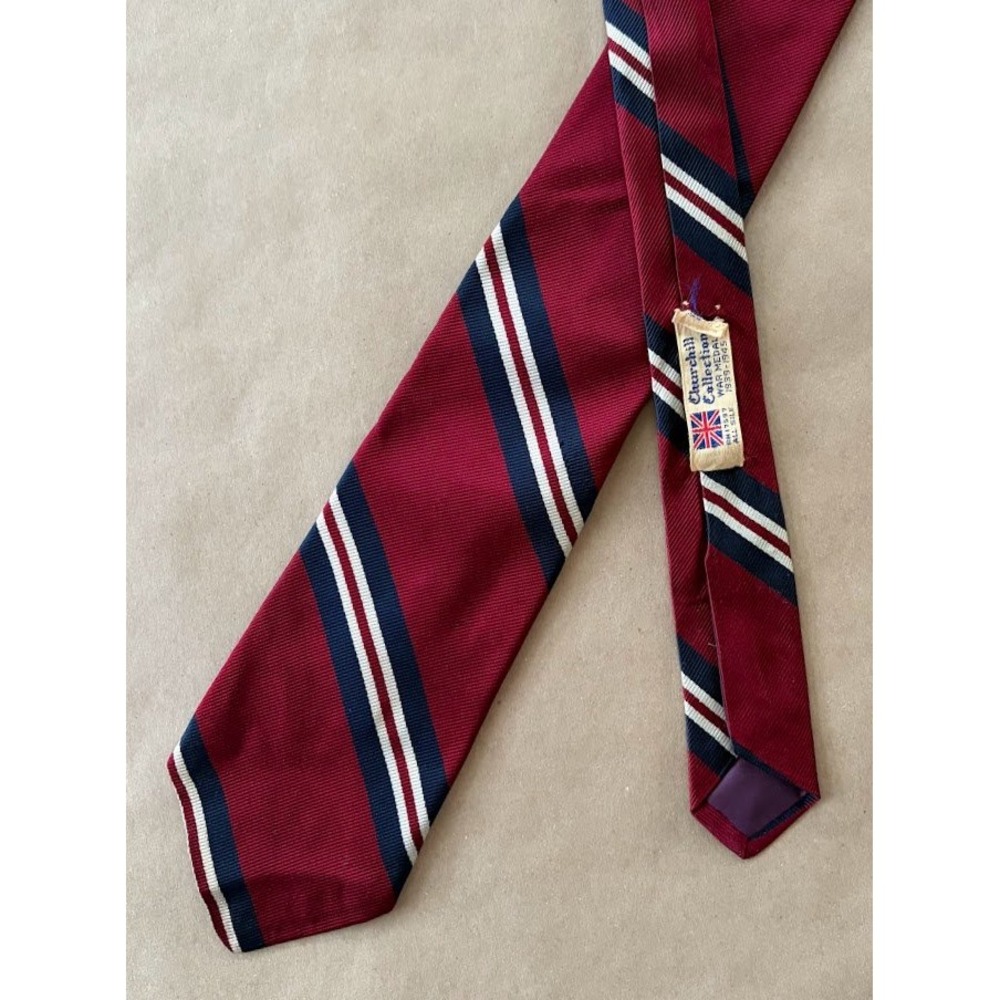 Vintage Jos. A. Bank Churchill‎ Collection 100% Silk Tie Striped Repp Preppy